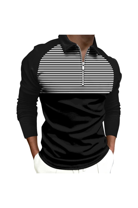 Mens Tops Shirts Blouses Dressy 2025 Casual Long Sleeve Shirts Collar Shirt Printed Turndown Collar Black