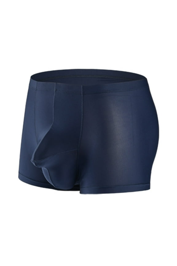 Mens Underwear Seamless Boxer Briefs 2025 Casual Solid skinny Ice Silk Erogenous And Transparent Pants Blue