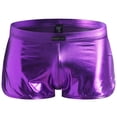 thumbnail image 1 of Odeerbi Mens Underwear Seamless Boxer Briefs Erogenous Patent Shorts Underpants Leather Purple, 1 of 7