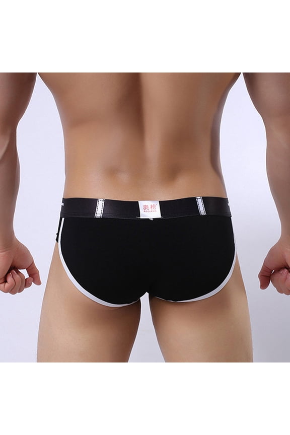 Mens Underwear Seamless Thongs Briefs 2025 Fashion Boxer Shorts Soft Cotton Bulge Pouch Underpants Black