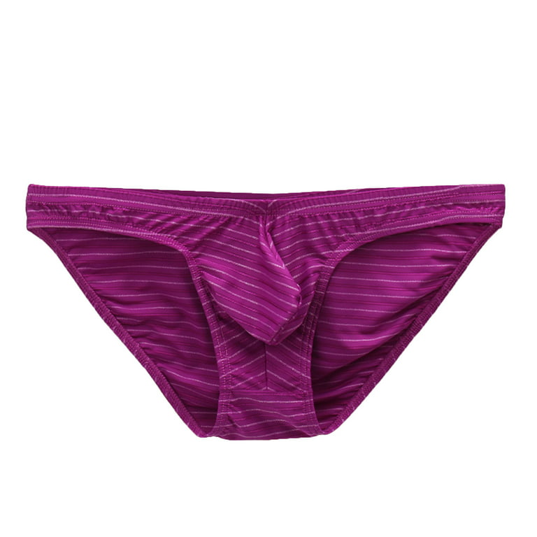 Odeerbi Mens Underwear Seamless Thongs Briefs Low Waist 2024 Fashion Color  Stripes Comfortable Erotic Panties Purple