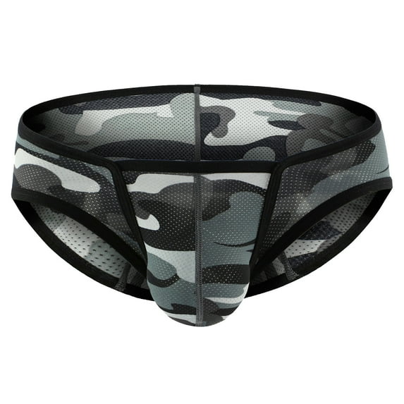 Odeerbi Mens Underwear Seamless Thongs Briefs Trunks Camouflage Low Waist Breathable Three-dimensional Mesh Blue