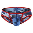 thumbnail image 1 of Odeerbi Mens Underwear Seamless Thongs Briefs Trunks Camouflage Low Waist Breathable Three-dimensional Mesh Blue, 1 of 9