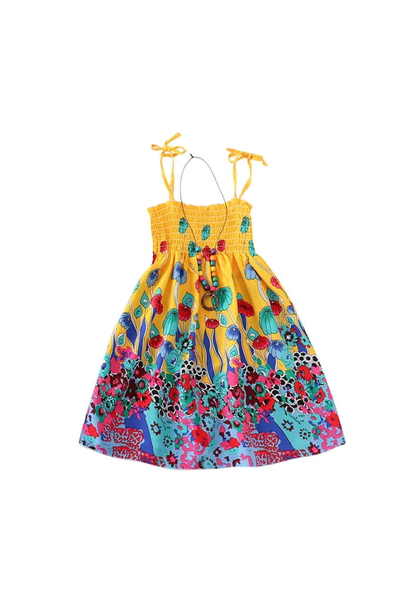 Mommy And Me Dresses Matching Outfits Clothes Rainbow Sling Dress Boho Beach Dresses Family Look Contains Necklace Gift