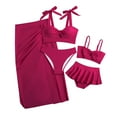 thumbnail image 1 of Odeerbi Mommy and Me Swimsuits Cutout Two Piece Bikini Swim Skirt Set for Kids Girls Parent-Child Swimwear Set Mother Daughter Children's Split Beachwear Set Red, 1 of 7