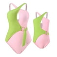 thumbnail image 1 of Odeerbi Mommy and Me Swimsuits One Piece Swimsuit for Women Tummy Control Bathing Suit High Cut Swimwear Parent-Child Bikini Outfit Mother-Daughter Adult Beachwear Bodysuit Green, 1 of 5