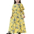thumbnail image 1 of Odeerbi Muslim Long Dress Middle Big Girls 2025 Long Sleeve Round Neck Lace Print Dress, 1 of 6