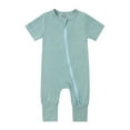 thumbnail image 1 of Odeerbi Newborn Infant Baby Boys Girls Cotton Romper Solid Color Jumpsuit One Piece Bodysuit Short Sleeve Baby Clothes Fashion Cute Soft Zipper Home Wear Green, 1 of 8