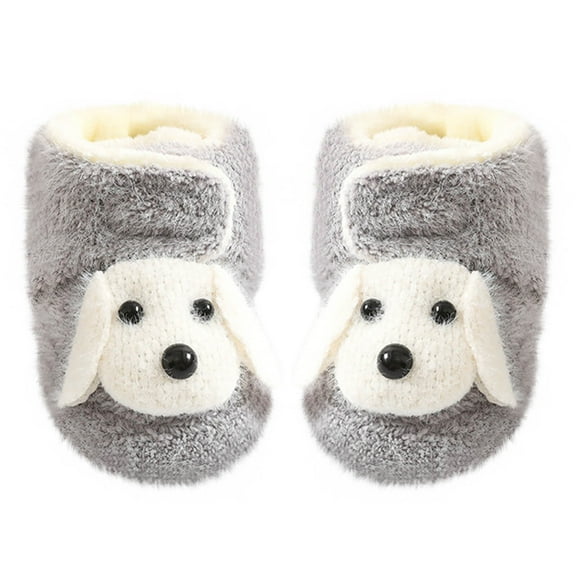Odeerbi Non-Slip Fuzzy Slipper Socks for Baby Infant Boys Girls Prewalker Walking Shoes Cotton Thermal Socks Cozy Plush Socks Infant Kids Keep Warm Soft Indoor Shoes
