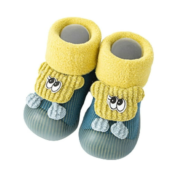 Odeerbi Non-Slip Fuzzy Slipper Socks for Baby Infant Boys Girls Prewalker Walking Shoes Cotton Thermal Socks Cozy Plush Socks Infant Soft Sole Shoes Velvet Thick Warm Floor Shoes
