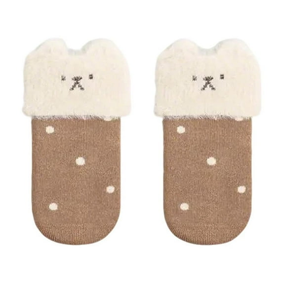 Odeerbi Non-Slip Fuzzy Socks for Baby Boys Girls Crew Socks Thermal Fluffy Socks Cozy Plush Socks Children's Solid Color Socks Baby Newborn Cotton Socks