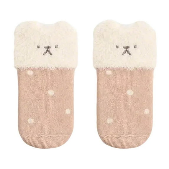 Odeerbi Non-Slip Fuzzy Socks for Infant Boys Girls Crew Socks Thermal Fluffy Socks Cozy Plush Socks Children's Solid Color Socks Baby Newborn Cotton Socks