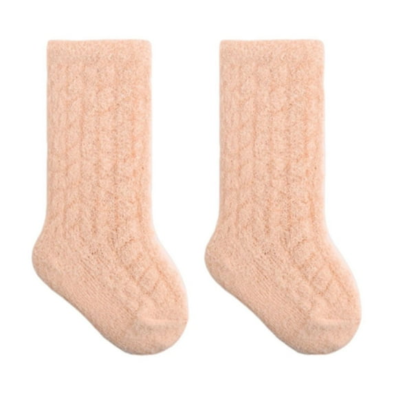 Odeerbi Non-Slip Fuzzy Socks for Infant Boys Girls Crew Socks Thermal Fluffy Socks Cozy Plush Socks Children's Solid Color Socks Baby Newborn Cotton Socks
