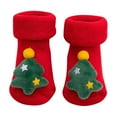 thumbnail image 1 of Odeerbi Non-Slip Slipper Socks for 0-3 Years Baby Infant Boys Girls Christmas Tree Prewalker Walking Shoes Thermal Cotton Socks Newborn Children's Thick Floor Socks, 1 of 4