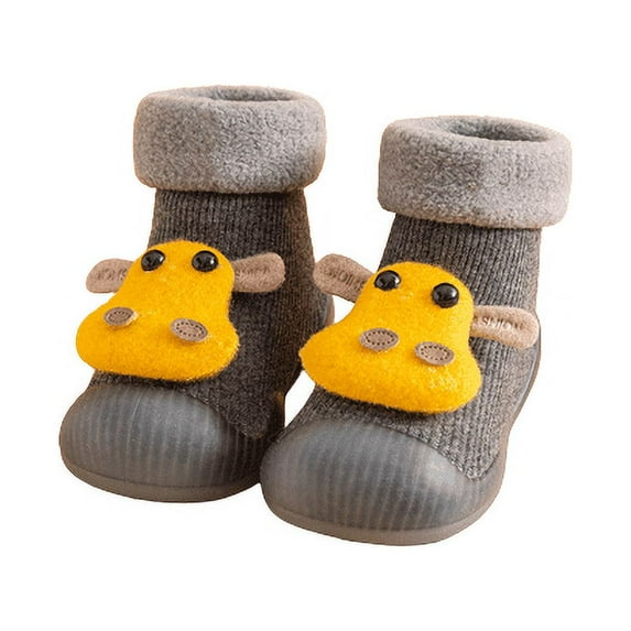 Odeerbi Non-Slip Slipper Socks for Baby Infant Boys Girls Thermal Cotton Prewalker Walking Shoes Toddler Winter Floor Shoes Indoor Children Cute Shoes
