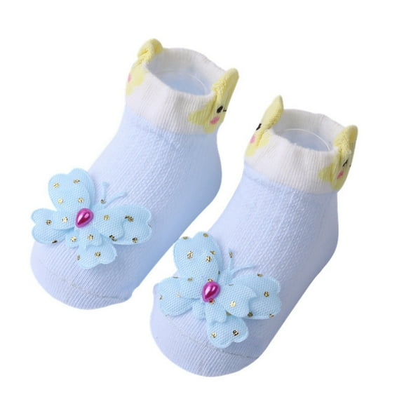 Odeerbi Non-Slip Slipper Socks for Baby Infant Boys Girls Cotton Prewalker Sock Walking Shoes Bow Printed Soft Learning Walking Socks