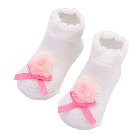 Odeerbi Non-Slip Slipper Socks for Baby Infant Boys Girls Cotton Prewalker Sock Walking Shoes Bow Printed Soft Learning Walking Socks