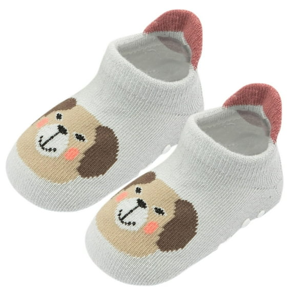 Odeerbi Non-Slip Slipper Socks for Baby Infant Boys Girls Thermal Cotton Prewalker Walking Shoes Toddler Kids Solid Color Keep Warm Soft Indoor Socks