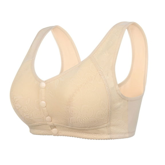 Odeerbi Nursing Bras for Breastfeeding Comfortable Breathable Front Buckle Vest Style Gathers Pregnant Bra Underwear Beige