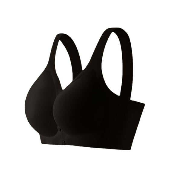 Odeerbi Nursing Bras for Breastfeeding Comfortable Breathable Front Buckle Vest Style Gathers Pregnant Bra Underwear Black