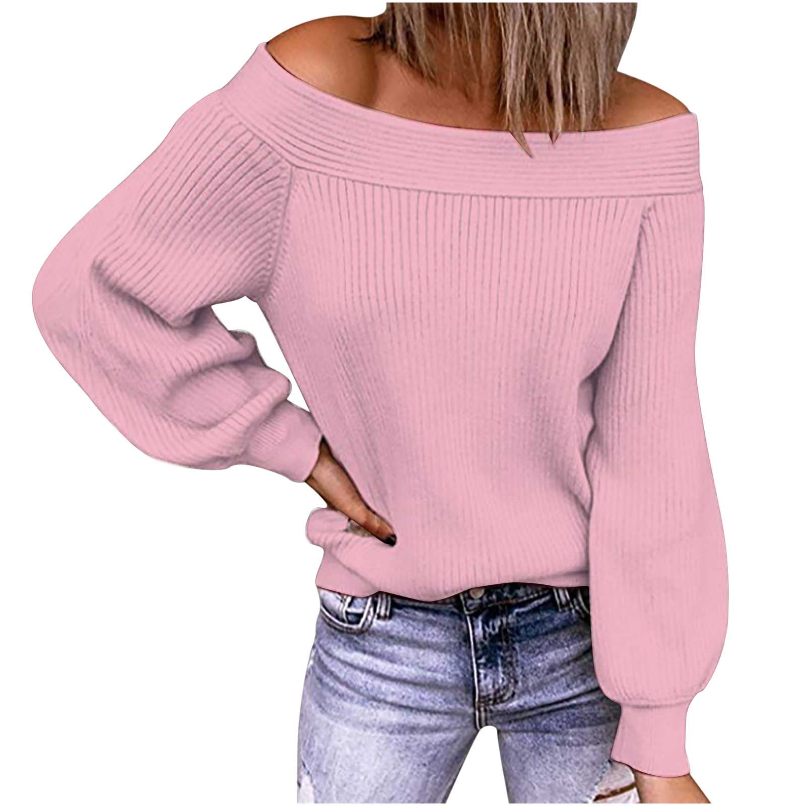 Odeerbi Off The Shoulder Sweaters For Women Knit Sweater Trendy Solid ...