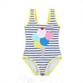 thumbnail image 1 of Odeerbi One Piece Swimsuit for Kids Girls Bathing Suit High Cut Swimwear Cute Print Bikini Adjustable Swimming Wear Ruffle Striped Beachwear Blue, 1 of 1