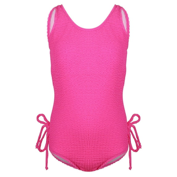 Odeerbi One Piece Swimsuit for Kids Girls Bathing Suit High Cut Swimwear Summer Fashion Cute Solid Color Bikini Sling Beachwear Pink
