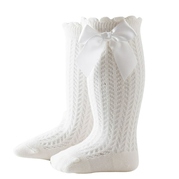 Odeerbi Over The Calf Socks for Infant Girls Bow Cute Soft Cotton Crew Socks Children's Mid Tube Socks Sports Long Socks