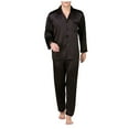 thumbnail image 1 of Odeerbi Pajamas Sets for Men Nightgowns Solid Casual Long Sleeve Pajama Trousers With Pockets Button Closure Black, 1 of 9