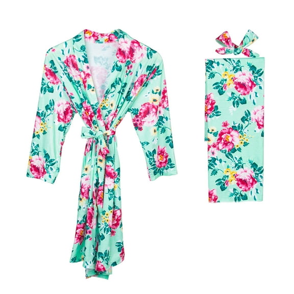 Odeerbi Pajamas for Women 2025 Maternity Pajamas Robe Matching Baby Set Labor Delivery Robe Swaddle Set S/ M