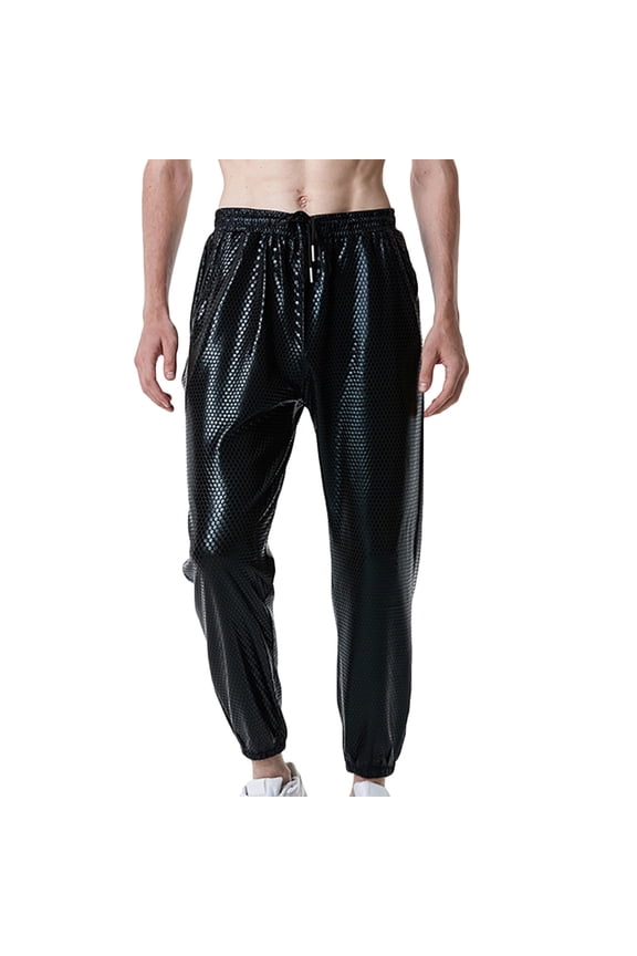 Pants For Men Lounge Pants Trendy Lace-Up Elasti ed Print Track Drawstring Trousers Gold