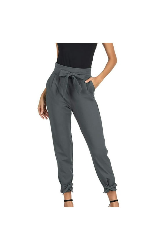 Pants for Women High Waist Tie Up All Match 2025 Casual Corset Trousers Pants Coffee Refer to Size Chart In Description