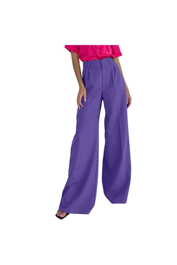 Pants for Women Wide Leg Pants 2025 Casual Autumn Straight Solid Color High Waist Suit Pants With Pocket Green