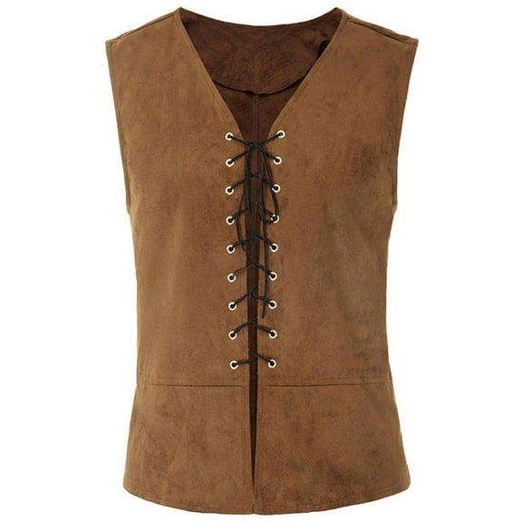 Odeerbi Pirate Vest for Men Steampunk Goth Vest Vintage Renaissance Medieval Vest Gentleman Laced Up Sleeveless Waistcoat Green