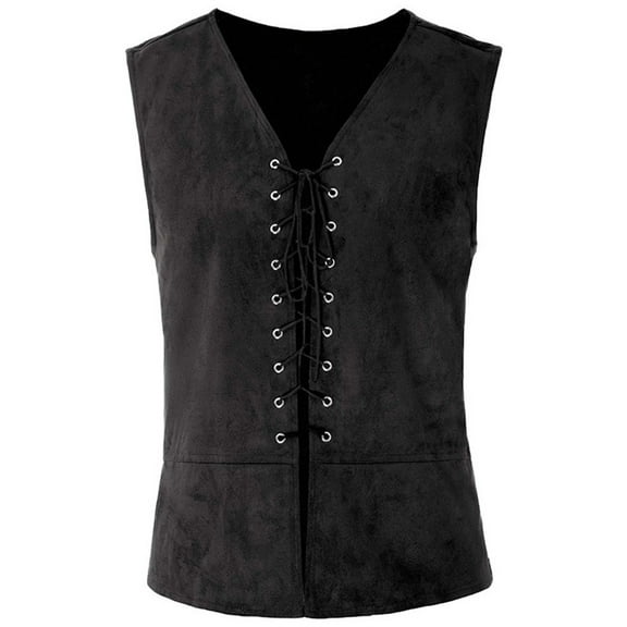 Odeerbi Pirate Vest for Men Steampunk Goth Vest Vintage Renaissance Medieval Vest Gentleman Laced Up Sleeveless Waistcoat Green