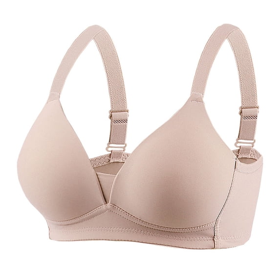 Odeerbi Plus Size Bras for Women Comfortable Breathable Underwear No Rims Beige