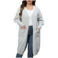 thumbnail image 1 of Odeerbi Plus Size Long Cardigan Sweater For Women Winter Loose Solid Color Cotton Sweater Fashion Midi Style Sweater Tops with Double Pockets Gray, 1 of 5