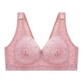 thumbnail image 1 of Odeerbi Plus Size Lounge Bras for Women Sexy Lace Flower Print Non-Steel Ring Non-Magnetic Buckle Underwear Purple, 1 of 4