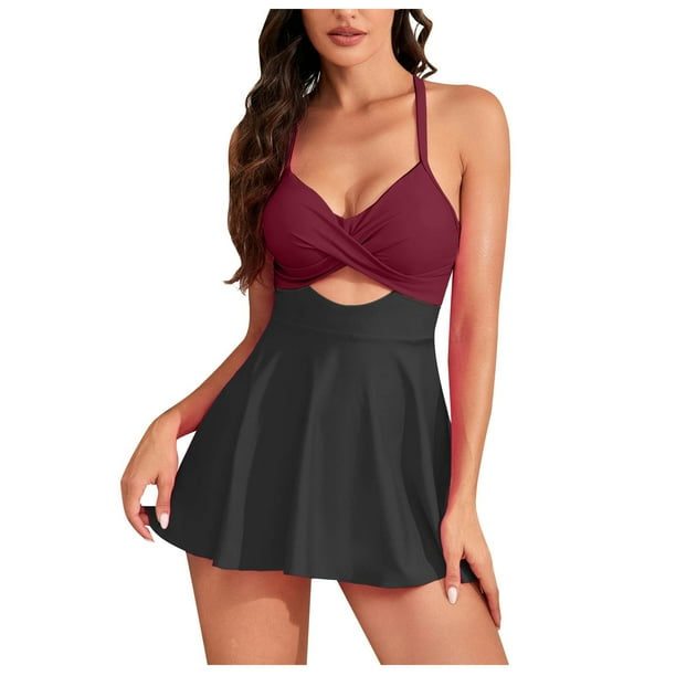 Burgundy swim skirt deals