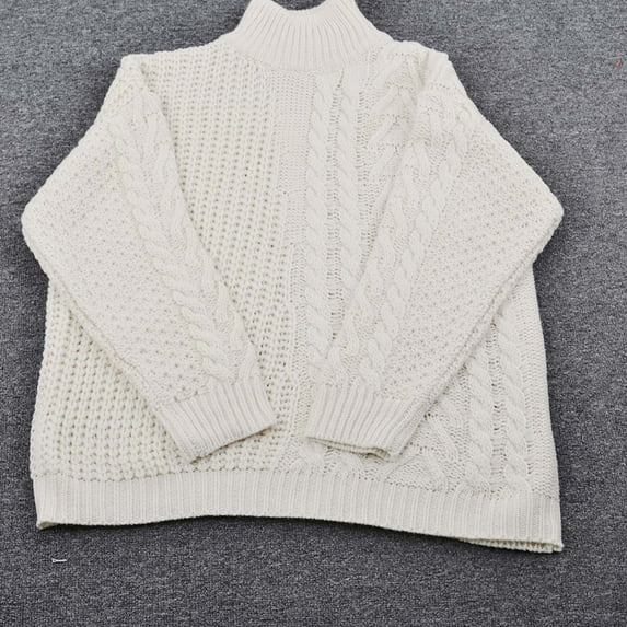 Odeerbi Plus Size Turtleneck Sweater For Women Winter Loose Color Block Sweater Comfortable Long Sleeve High Collar Knit Sweaters Beige