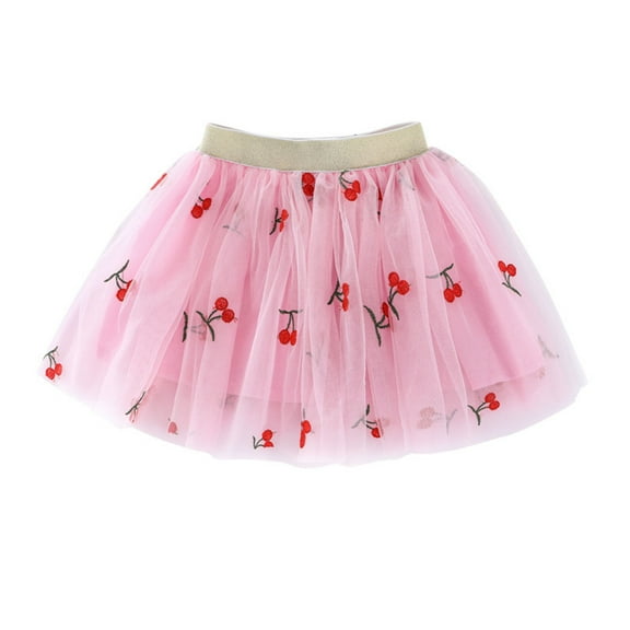 Odeerbi Princess Skirt for Girls Tutu Skirt Toddler Cute Party Dance Skirt Solid Color Embroidery Net Yarn Tulle Dress Skirt Pink