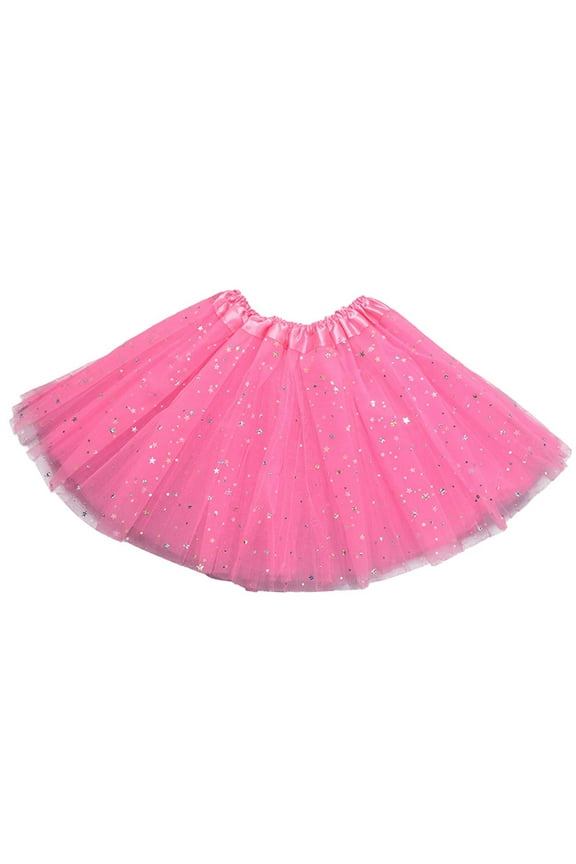 Princess Skirt for Girls Tutu Skirt Toddler Cute Party Dance Skirt Solid Color Net Yarn Sequins Star Tulle Green