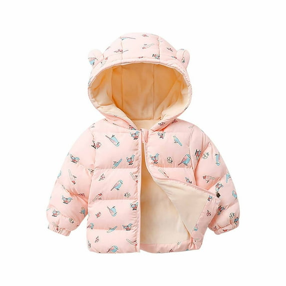 Odeerbi Reduced Baby Boys Girls Coats Outerwear Jackets Toddler Cute Fashion Pattern Plush Winter Keep Warm Hooded Zipper Jacket