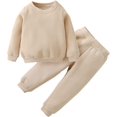 thumbnail image 1 of SOBOWO Toddler Baby Boy Girl Clothes Winter Solid Color Long Sleeve Pullover Sweatshirt Pants 2Pcs Fall Outfits Set Beige 4-5T, 1 of 7