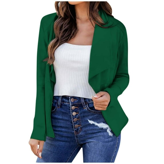 Odeerbi Reduced Blazer Jackets For Women Fall Blazers Trendy Top Cardigan Outwear Suit Coat Long Sleeve Coat Green