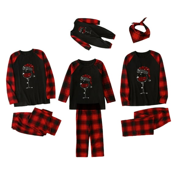 Odeerbi Reduced Christmas Pajamas For Family Matching Outfits Printed Blouse Tops+Pants Set