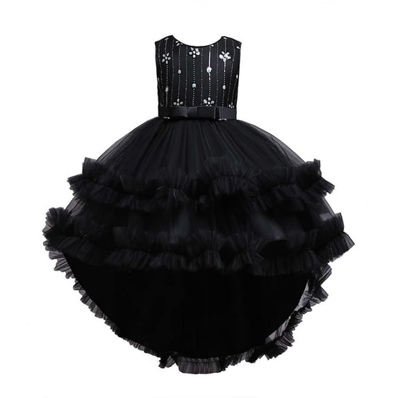 Odeerbi Reduced Girls Dresses Flower Girl Dress Children Sleeveless Princess Dress Embroidery Sequins Flower Tail Dress Skirt Canonicals