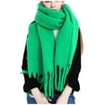 thumbnail image 1 of Odeerbi Scarfs for Women 2025 Winter Neck Warmer Trendy Warm Scarves Long Solid Tassel Warm Scarves Long Scarves Green, 1 of 6