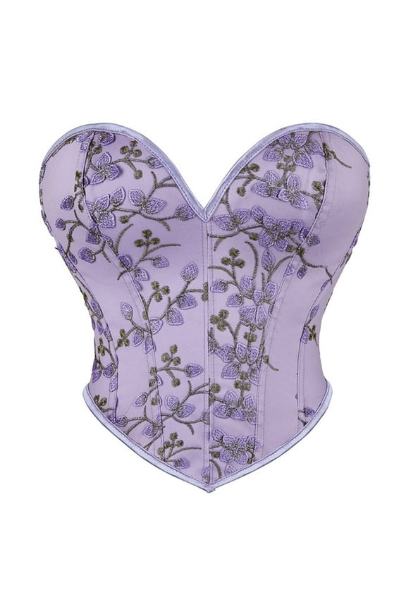 Renaissance Floral Corset for Women 2025 Gothic Corset Top Court Corset Breasted Sexy Bodysuit Purple