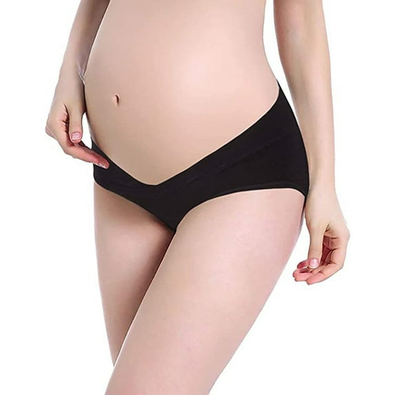 Odeerbi Rollback Maternity Underwear 6PC Knickers Low Waist V Shaped Cotton Pregnancy Postpartum Panties Multicolor
